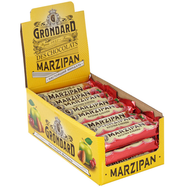 №1 TM Grondard     (8415) Батончики глазированные Марципановые Клюква, (24шт по 50г)    в Славянск-на-Кубани
