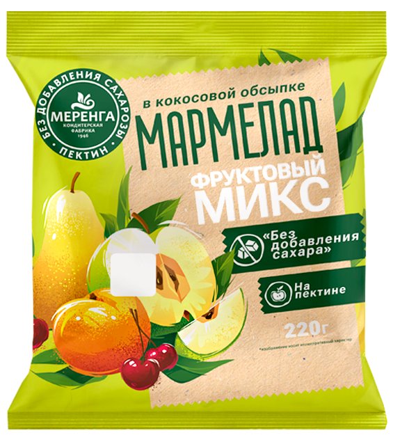  Меренга Мармелад без сахара в кокосовой обсыпке Фруктовый микс, 220г   в Славянск-на-Кубани