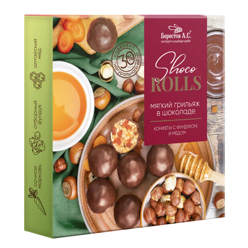  Берестов Shoco Rolls конфеты с фундуком, цукатами моркови  и медом 135г  в Славянск-на-Кубани