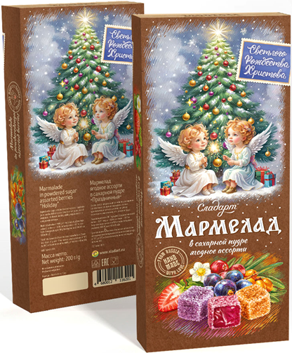 №1 Сладарт(11620) Мармелад Новогодний "Ангелы" Ассорти ягодное в сахарной пудре, 200г    в Славянск-на-Кубани